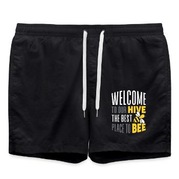 Welcome to our Hive Bee Gift - Swim Trunks - black - Front - AI Model Male 185 light (185cm)