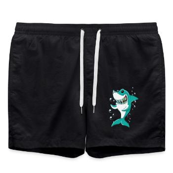 Shark with braces - Swim Trunks - black - Front - AI Model Male 185 light (185cm)