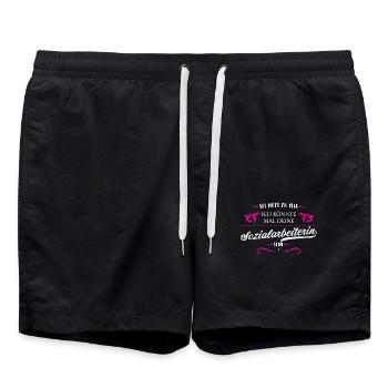 Sozialarbeiterin T-Shirt Damen Sei nett zu mir ich - Badeshorts - Schwarz - Vorne - AI Model Male 185 light (185cm)