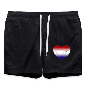 Holland Niederlande Flagge Herz - Badeshorts - Schwarz - Vorne - AI Model Male 185 light (185cm)