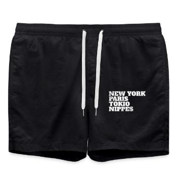 Nippes Paris Tokyo New York home Cologne district - Swim Trunks - black - Front - AI Model Male 185 light (185cm)