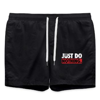 Just do nothing saying shirt - Swim Trunks - black - Front - AI Model Male 185 light (185cm)
