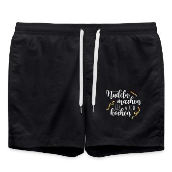 Faire des pâtes c'est aussi cuisiner un éventail de spaghettis - Short de bain - noir - Devant - AI Model Male 185 light (185cm)