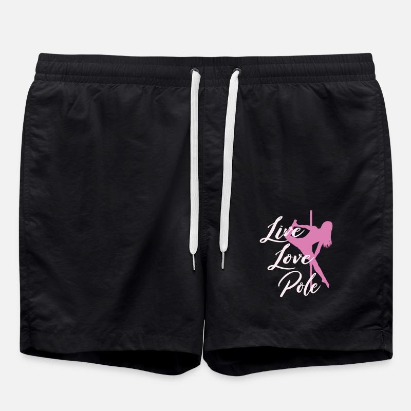Live Love Pole Dance - Swim Trunks - black