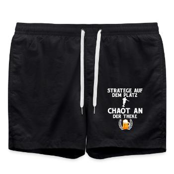 Fußball Team Bier Mannschaft Lustige Sprüche - Badeshorts - Schwarz - Vorne - AI Model Male 185 light (185cm)