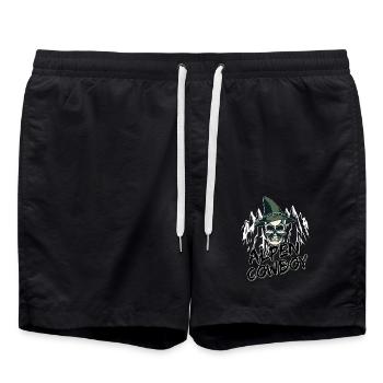 Alpen Allgäu Cowboy Totenkopf Berge Heimat - Swim Trunks - black - Front - AI Model Male 185 light (185cm)