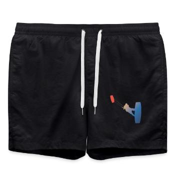 Kitesurfer Tshirts mit Farbverlauf und coolem Kite - Badeshorts - Schwarz - Vorne - AI Model Male 185 light (185cm)