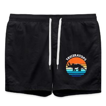 Triceratops - Swim Trunks - black - Front - AI Model Male 185 light (185cm)