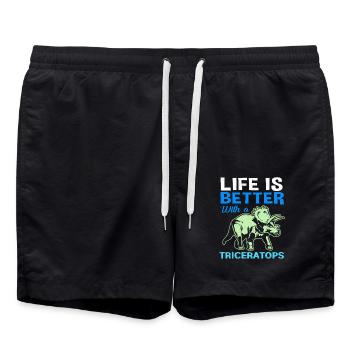 Triceratops - Swim Trunks - black - Front - AI Model Male 185 light (185cm)