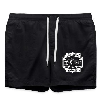 Vater und Sohn - Spruch - Ein leben lang - Fäuste - Badeshorts - Schwarz - Vorne - AI Model Male 185 light (185cm)