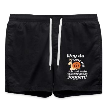 Lustiges Jogging Shirt mit Schnecke Joggen gehen - Badeshorts - Schwarz - Vorne - AI Model Male 185 light (185cm)