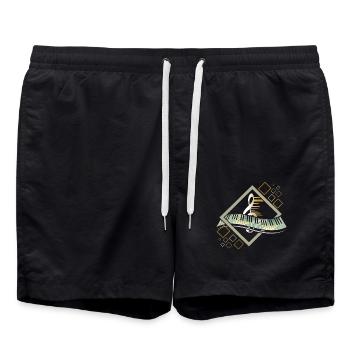 Piano Klavier - Badeshorts - Schwarz - Vorne - AI Model Male 185 light (185cm)