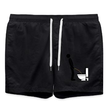 WC logo im stehen pinkeln pissen klo toilette erle - Badeshorts - Schwarz - Vorne - AI Model Male 185 light (185cm)