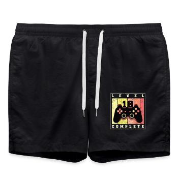 Cool Gamer Shirt Niveau 18 pour le 18ème anniversaire - Short de bain - noir - Devant - AI Model Male 185 light (185cm)