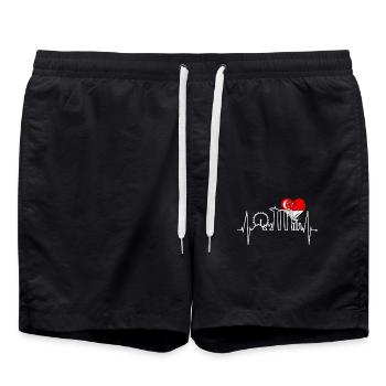Singapore skyline heartbeat asia love gift - Swim Trunks - black - Front - AI Model Male 185 light (185cm)