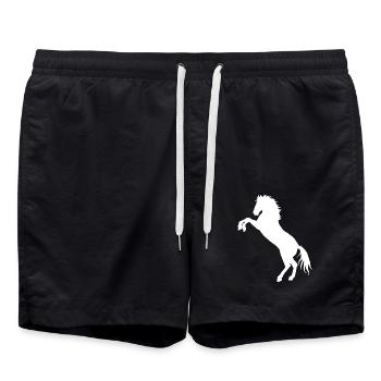 Wildpferd Hengst Pferd Pferde Pony Reiten Reiter - Badeshorts - Schwarz - Vorne - AI Model Male 185 light (185cm)