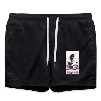 Trash 80er Retro Design - Badeshorts - Schwarz - Vorne - AI Model Male 185 light (185cm)