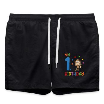 1stbirthday - Badeshorts - Schwarz - Vorne - AI Model Male 185 light (185cm)