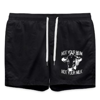 Pas votre maman pas votre lait vegan végétarien végétarien - Short de bain - noir - Devant - AI Model Male 185 light (185cm)