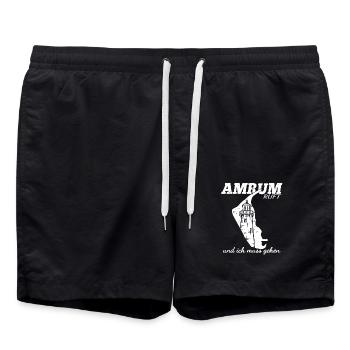 Amrum ruft und ich muss gehen - Badeshorts - Schwarz - Vorne - AI Model Male 185 light (185cm)
