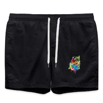 Tiger Watercolor Big Cat Big Cat Gift - Swim Trunks - black - Front - AI Model Male 185 light (185cm)
