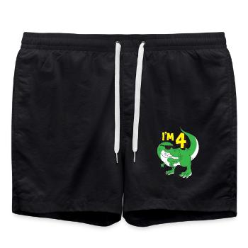 4 ans Dino anniversaire enfant garçon cadeau - Short de bain - noir - Devant - AI Model Male 185 light (185cm)