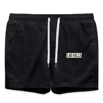 Gamer Shirt Lag Kills Glitch Style - Swim Trunks - black - Front - AI Model Male 185 light (185cm)