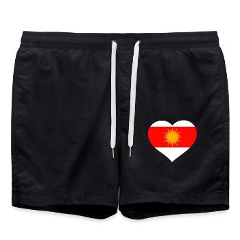 Coeur Ezidxan sur la poitrine Drapeau Ezidi Yezidi - Short de bain - noir - Devant - AI Model Male 185 light (185cm)