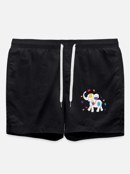 Autism Puzzle Elephant Autist Elephant Autist - Swim Trunks - black