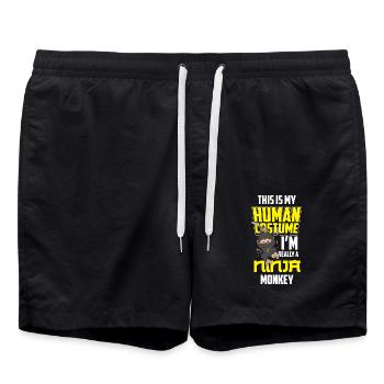 Affe Ninja Monkey Geschenk Jungs - Badeshorts - Schwarz - Vorne - AI Model Male 185 light (185cm)