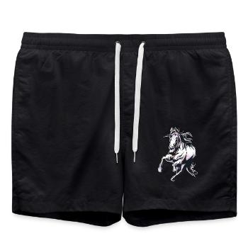 Tolles Pferd reitet Wildpferd in Wasserfarben Stil - Badeshorts - Schwarz - Vorne - AI Model Male 185 light (185cm)
