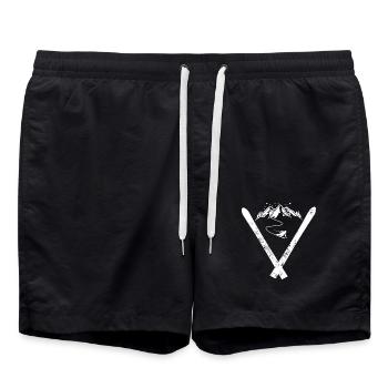 Skiers Skiing Winter sports - Swim Trunks - black - Front - AI Model Male 185 light (185cm)