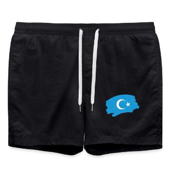 Drapeau ouïghour blanc croissant bleu fond - Short de bain - noir - Devant - AI Model Male 185 light (185cm)