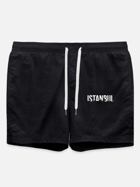 Istanbul Skyline Shirt Turkey - Swim Trunks - black