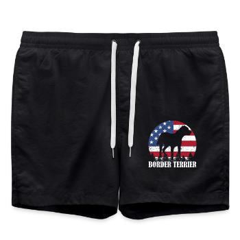 Border Terrier American Flag 4th of july Gift - Short de bain - noir - Devant - AI Model Male 185 light (185cm)