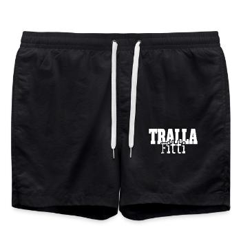 Trallafitti Typisch Ruhrpott Pott Tralla Fitti - Badeshorts - Schwarz - Vorne - AI Model Male 185 light (185cm)