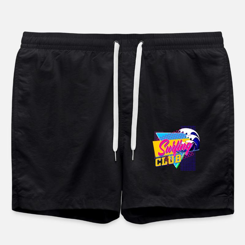 80s party - Swim Trunks - black