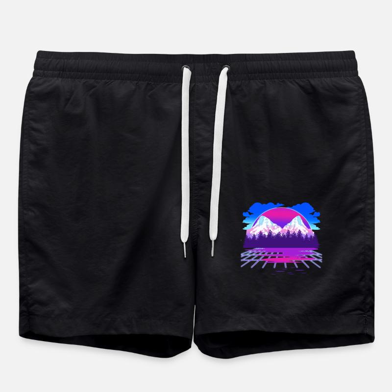 Vaporwave - Swim Trunks - black