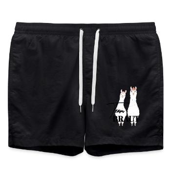 Team Braut Alpaca Lama Alpaka JGA Party Geschenk - Badeshorts - Schwarz - Vorne - AI Model Male 185 light (185cm)