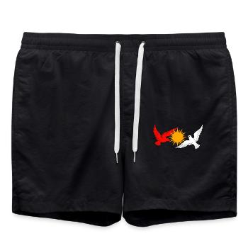 Ezidxan Volgel Taube Drapeau Ezidi en orbite autour du soleil - Short de bain - noir - Devant - AI Model Male 185 light (185cm)