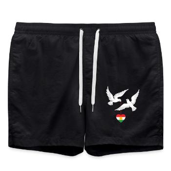 Kurdistan design drapeau kurde avec deux colombes - Short de bain - noir - Devant - AI Model Male 185 light (185cm)