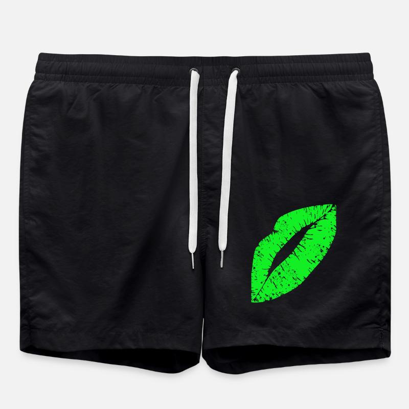 Lippen - Lips - Badeshorts - Schwarz