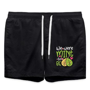 We were mint to be - Valentinstag Spruch Minze - Badeshorts - Schwarz - Vorne - AI Model Male 185 light (185cm)