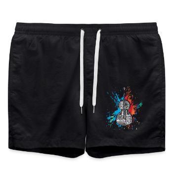 Kontrabass Wordcloud Word Cloud Geschenk - Badeshorts - Schwarz - Vorne - AI Model Male 185 light (185cm)