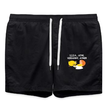 1, 2, 3, 4 Atme, verdammt, atme! Erste Hilfe - Badeshorts - Schwarz - Vorne - AI Model Male 185 light (185cm)
