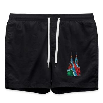 Kölner Dom Köln Karneval - Badeshorts - Schwarz - Vorne - AI Model Male 185 light (185cm)