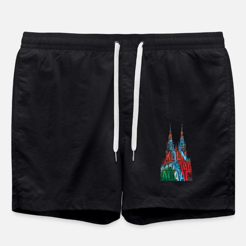 Kölner Dom Köln Karneval - Badeshorts - Schwarz