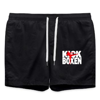 Kickboxen - Kickboxing Kickboxer Kickboxerin - Badeshorts - Schwarz - Vorne - AI Model Male 185 light (185cm)