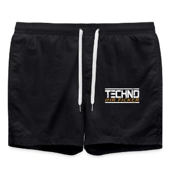 Techno Ihr Ficker - Badeshorts - Schwarz - Vorne - AI Model Male 185 light (185cm)