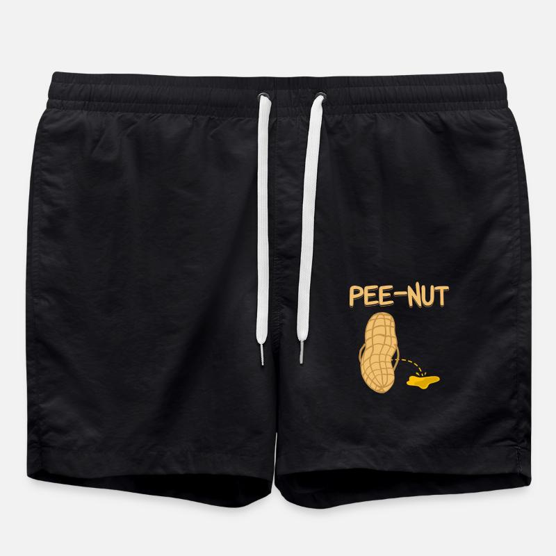 Pee nut - peanut - peeing peanut - Swim Trunks - black